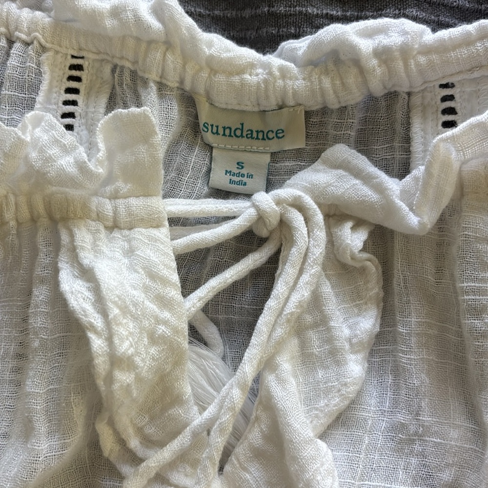 Sundance Artist’s White Peasant Blouse Ladder Lace Casual Wardrobe Boho S - Picture 2 of 4